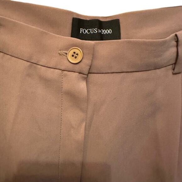 Focus 2000 Womens Taupe Polyester Pleated Front Trousers Size 14 - Picture 3 of 9